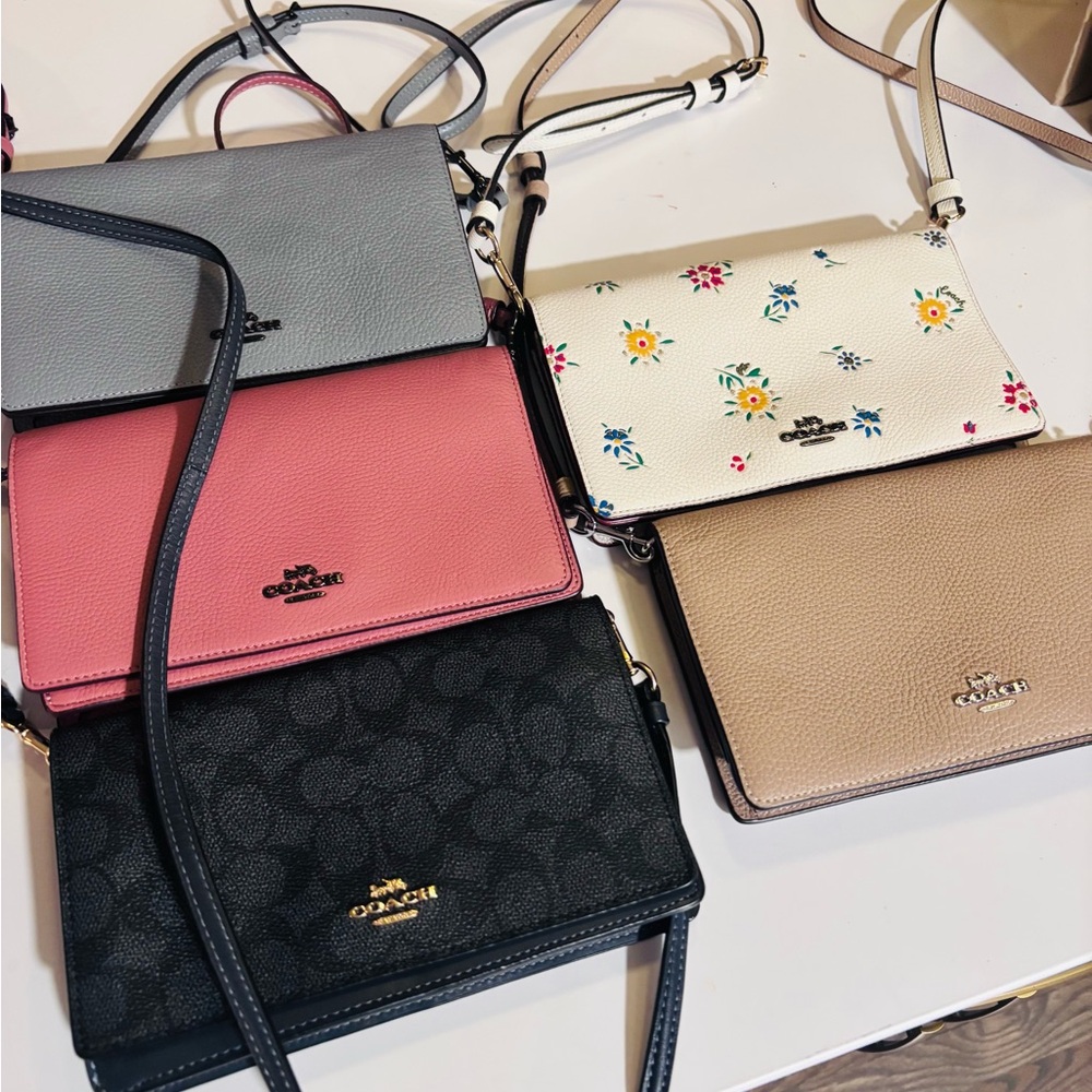 Coach Crossbody Bags in Black, Pink, Gray, Floral, and Tan